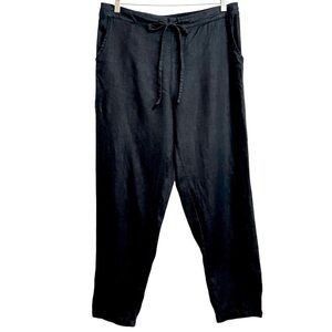 Iximo Womens Linen Pull On Jogger Pants L Black Beachy Casual Coastal Grandma